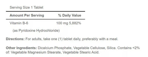Vitamin B6 100 mg (100 Tablets)