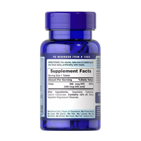 Folate 666mcg (Folic Acid 400 mcg) (250 Tablets)