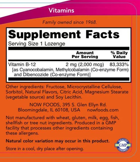 Vitamin B12 2000 mcg (100 Lozenges)