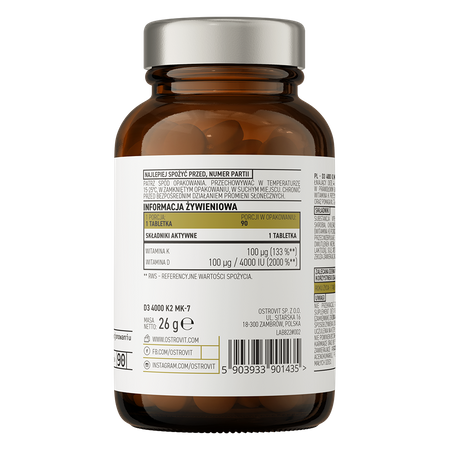 Pharma D3 4000 IU + K2 MK-7 (90 tablets)
