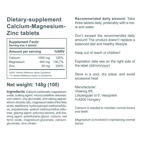 CalMag-Zinc (Calcium +Magnesium +Zinc) (100 Tablets)