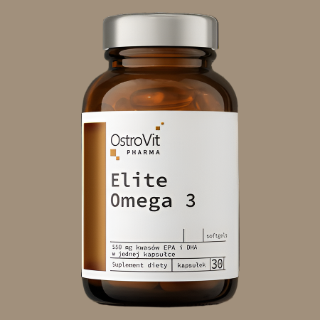 Ostrovit Elite Omega 3 supplement bottle on a white background